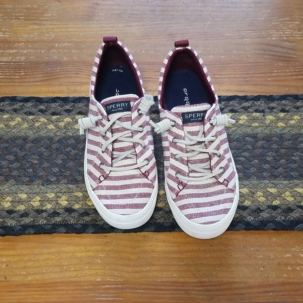 Women's Sperry Crest Vibe Canvas Sneaker red and white size 8.5 - Picture 4 of 7